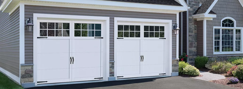 Princeton P-11, 9' x 8', Ice White doors and overlays, 8 lite Panoramic windows